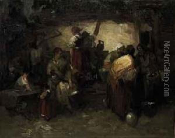 In The Barn Oil Painting - Mihaly Munkacsy