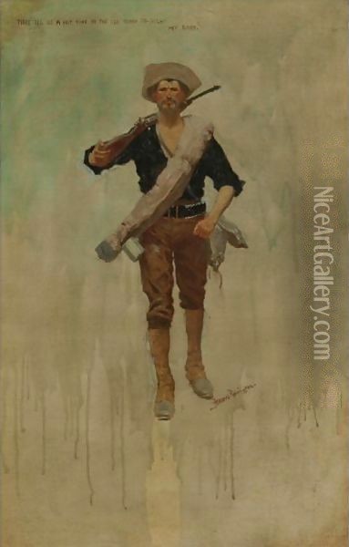 Thre'Ill Be A Hot Time In The Old Town To-Night My Baby. Oil Painting - Frederic Remington