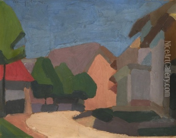 Rue De Village Oil Painting -  Marcel-Lenoir (Jules Oury)