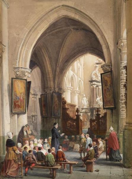 In Der Marienkirche In Trier Oil Painting - Louis Haghe