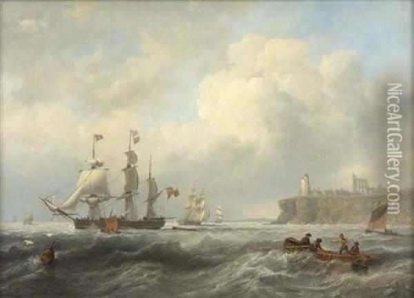 Shipping Off Tynemouth Oil Painting - John Wilson Carmichael