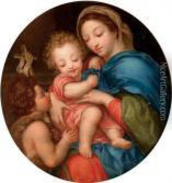 The Madonna And Child With Saint John The Baptist Oil Painting - Anton Raphael Mengs