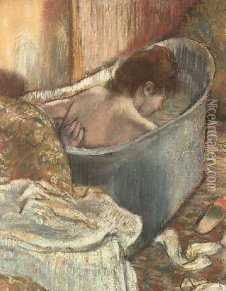 The Bath Oil Painting - Edgar Degas
