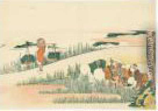 Repiquage Du Riz Oil Painting - Katsushika Hokusai