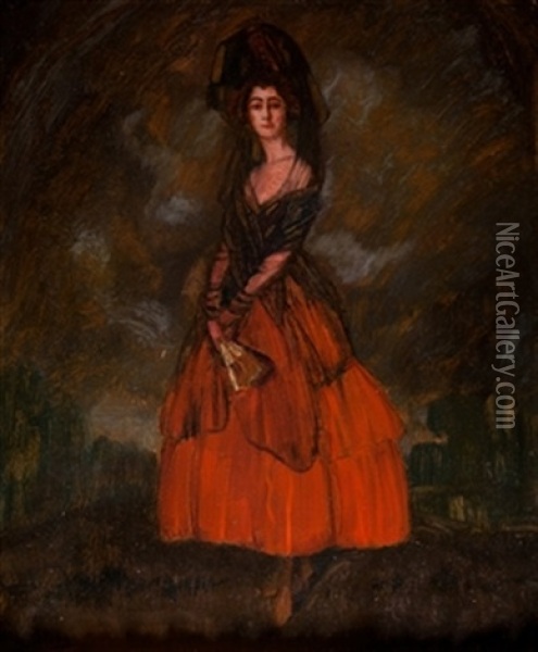 Boceto Para El Retrato De La Duquesa De Alba Oil Painting - Ignacio Zuloaga Y Zabaleta