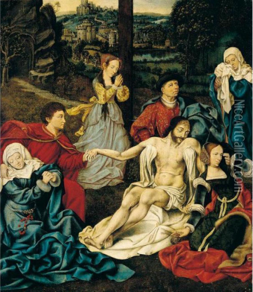 The Descent From The Cross Oil Painting - Joos Van Cleve