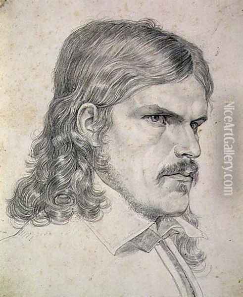 Portrait of Friedrich Ruckert Oil Painting - Samuel Amsler