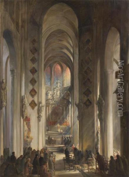 Vue De L'eglise Saint Nicolas Agand Oil Painting - Emile Van Damme-Sylva
