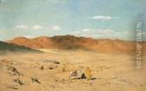 Wustenlandschaft Mit Beduinen (kairo) Oil Painting - Wilhelm Kuhnert