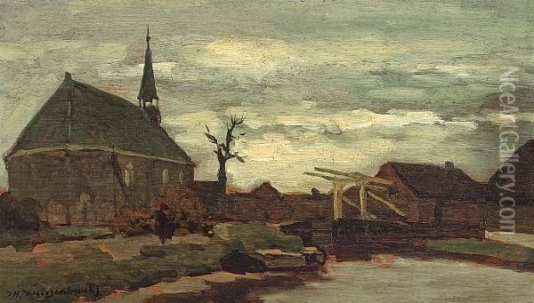 A View Of The Village Of Noorden, Thenetherlands Oil Painting - Jan Hendrik Weissenbruch