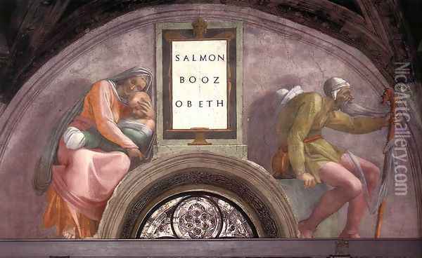 Salmon - Boaz - Obed 1511-12 Oil Painting - Michelangelo Buonarroti