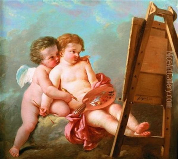 Allegorie De La Peinture Oil Painting - Jean Jacques Lagrenee the Younger