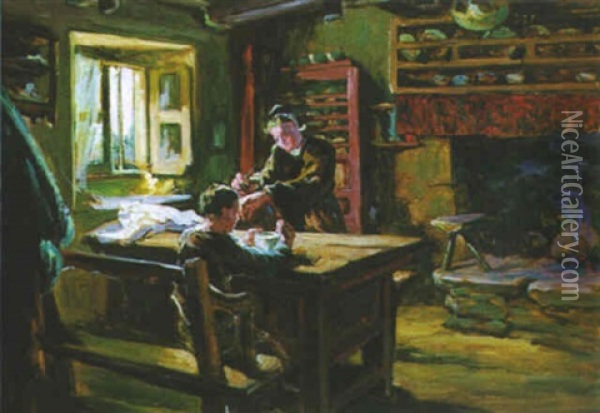 Interieur Breton Au Faouet Oil Painting - Arthur Midy