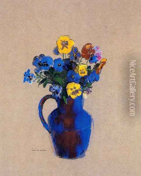 Vase Of Flowers Pansies Oil Painting - Odilon Redon