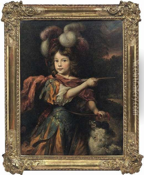 Portrait Of A Boy With A Dog Oil Painting - Nicolaes Maes