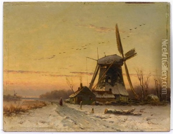 Landschaft Mit Windmuhlen Oil Painting - Gysbertus Pieters