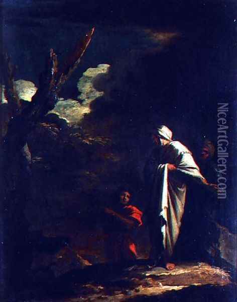 Landscape with figures Oil Painting - Salvator Rosa