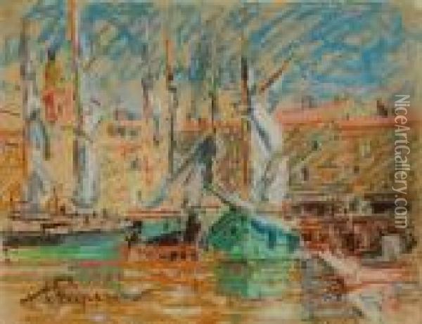 Voiliers Dans Le Port De Saint-tropez Oil Painting - Auguste Pegurier