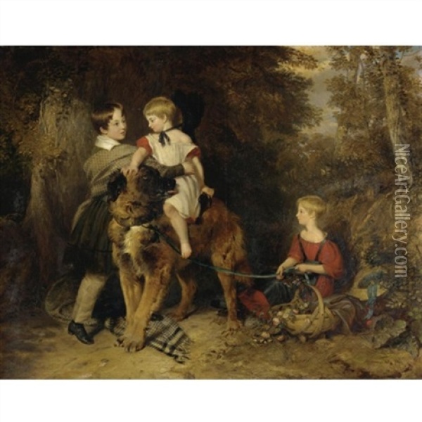 Portrait Of The Children Of Rev. Edward Coleridge Of Eton College Oil Painting - Charles Landseer