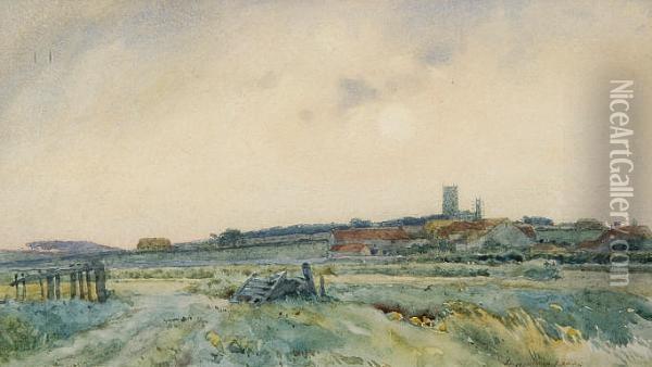 Blakeney Church From Cley Oil Painting - Frederick George Cotman