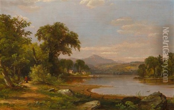 River Landscape Oil Painting - Jasper Francis Cropsey