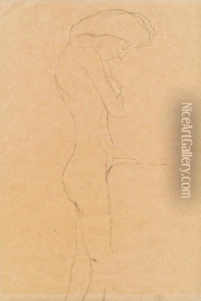 Stehende Nach Rechts Oil Painting - Gustav Klimt