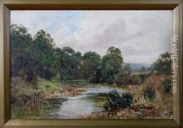 A Quiet River Scene In Summer Oil Painting - John Falconar Slater
