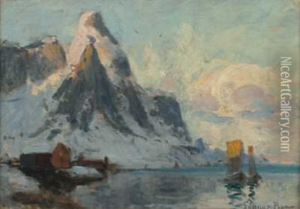 Fra Reine I Lofoten Oil Painting - Gunnar Berg