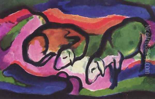 The Sheep Oil Painting - Franz Marc