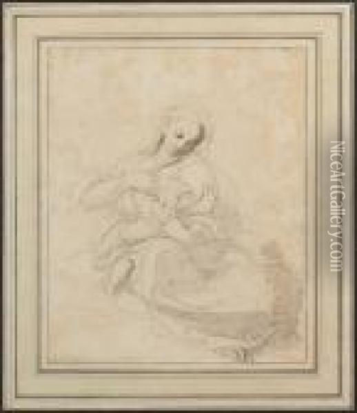 A Sketch Of A Mother, Wearing Loose Robes, With A Child At Her Breast Oil Painting - Richard Cosway