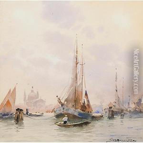 Barche Al Largo Di Venezia Oil Painting - Aurelio Craffonara