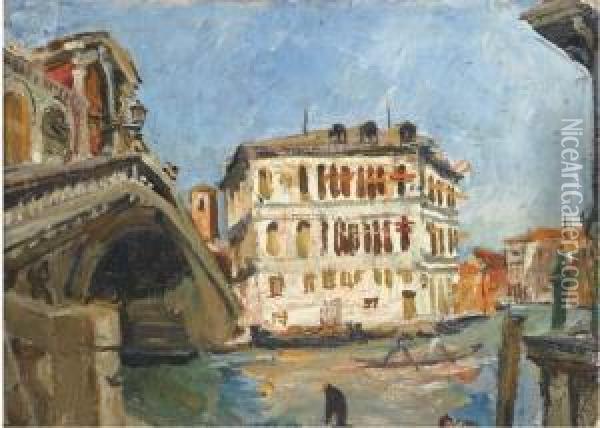 Venezia Al Ponte Di Rialto Oil Painting - Donato Frisia