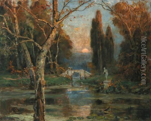 Park-view At Sunset Oil Painting - Iulii Iul'evich (Julius) Klever