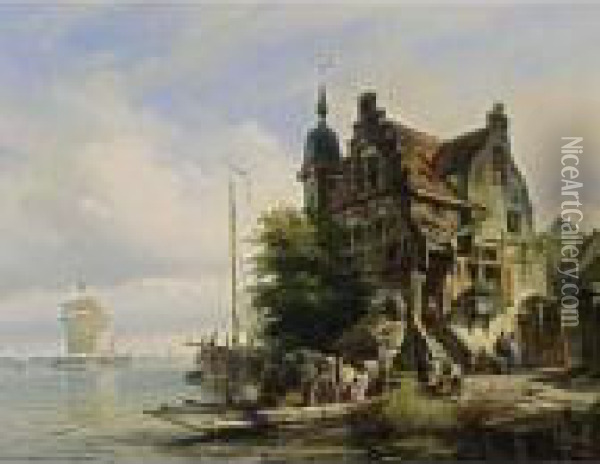 The Ferry Oil Painting - Elias Pieter van Bommel