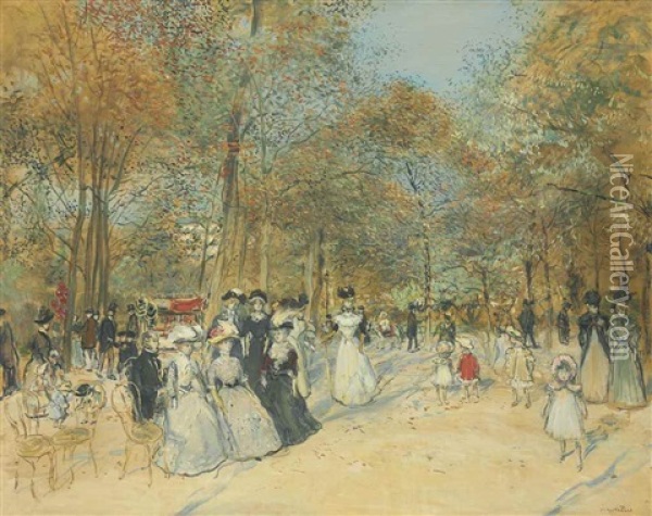 Promenade Aux Champs-elysees Oil Painting - Jean Francois Raffaelli
