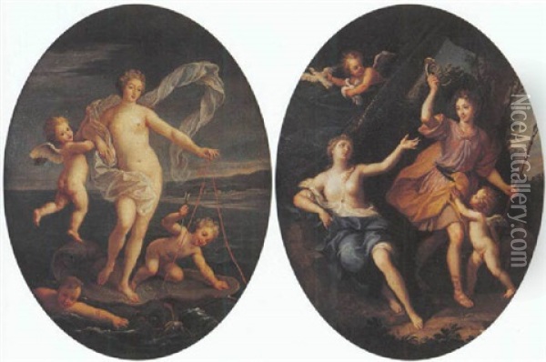Venus Et Adonis Oil Painting - Bon De Boulogne