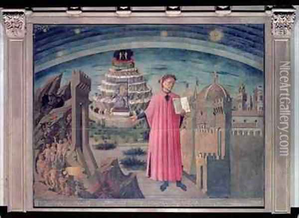 Dante and his poem the Divine Comedy Oil Painting - Michelino Domenico di