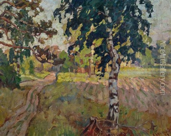 Sommerlandschaft Mit Baumen Und Einer Lichtung Oil Painting - Anatoly Dmitrievich Kaigorodov