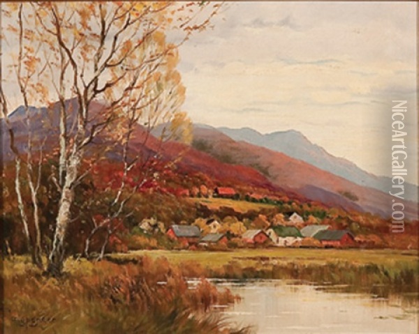 New England Village Oil Painting - Augustus Spencer
