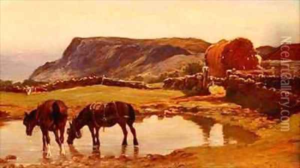 Watering the Horses Oil Painting - Robert Farren