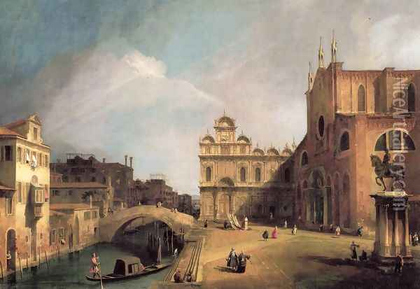 Santi Giovanni E Paolo And The Scuola Di San Marco 2 Oil Painting - (Giovanni Antonio Canal) Canaletto