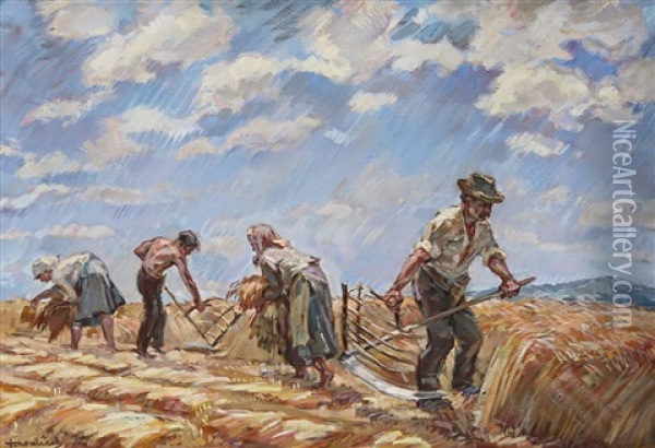 Harvest Oil Painting - Frantisek Hoplicek