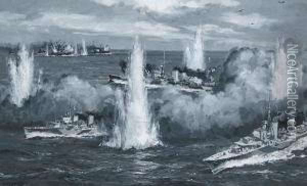 The Central Incident In The Greatmediterranean Battle Oil Painting - William Macdowell