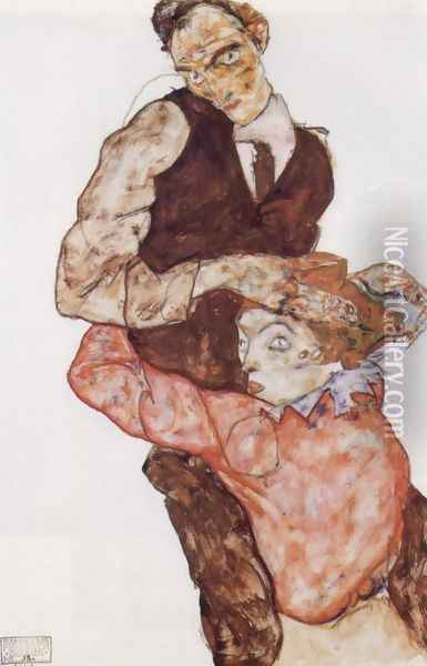 Courting couple 2 Oil Painting - Egon Schiele