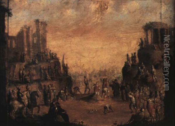 Le Martyre De Saint Sebastien Et De Saint Etienne Oil Painting - Jacques Callot