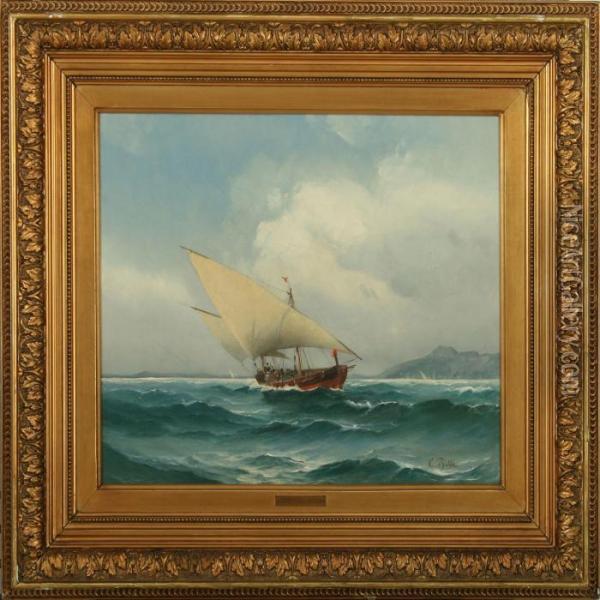Seascape With Sailingships Oil Painting - Carl Ludwig Bille