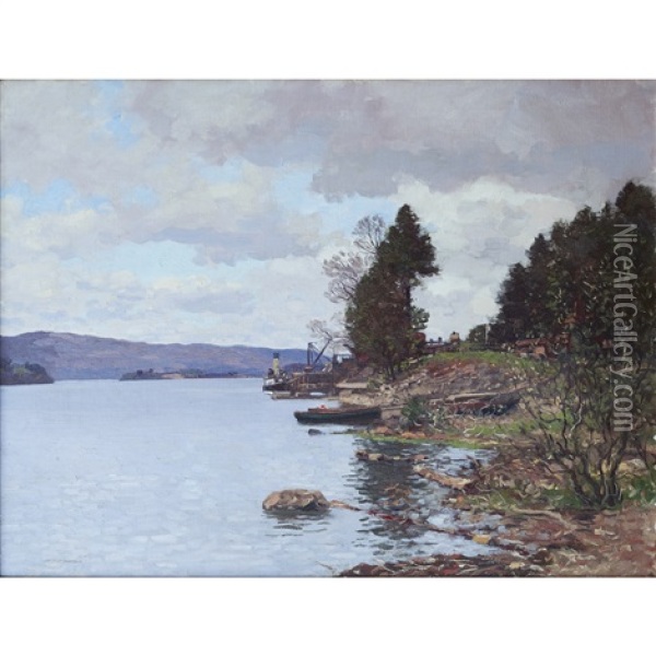 The Ferry, Port Sonachan, Loch Awe Oil Painting - George Houston