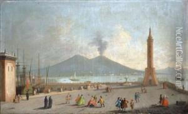 The Lanterna Del Molo, Naples Oil Painting - Gabriele Ricciardelli