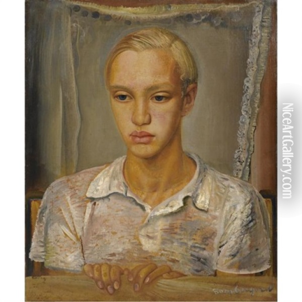 Portrait Of The Artist's Son, Kirill Oil Painting - Boris Dmitrievich Grigoriev