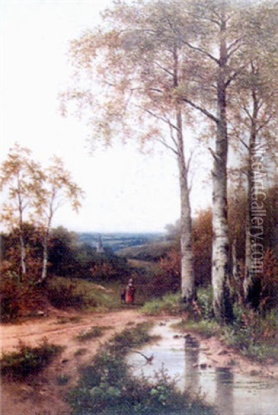 River Landscape Oil Painting - Hendrik Pieter Koekkoek